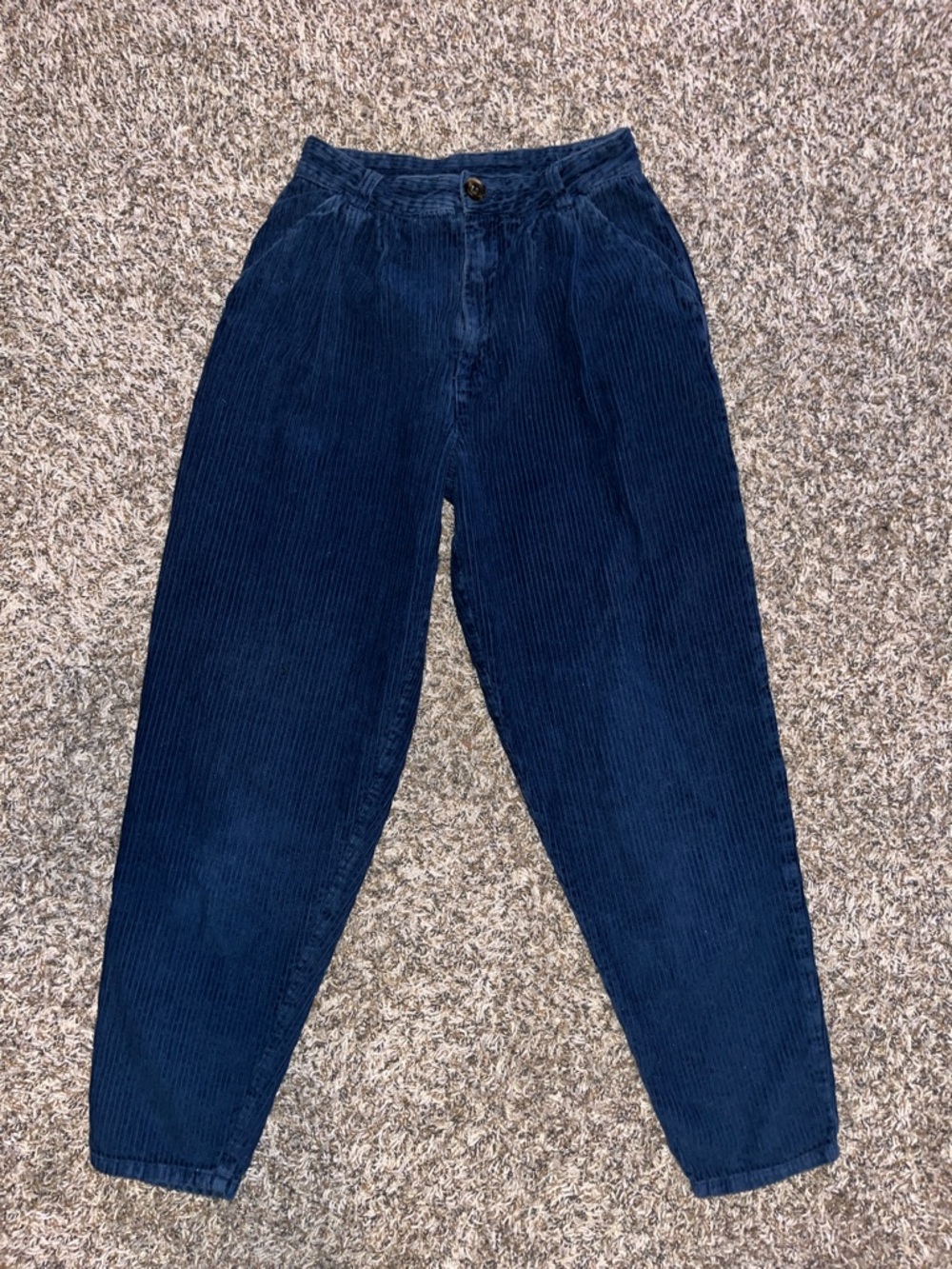 Free People High-Waist Navy Corduroy Tapered Pants